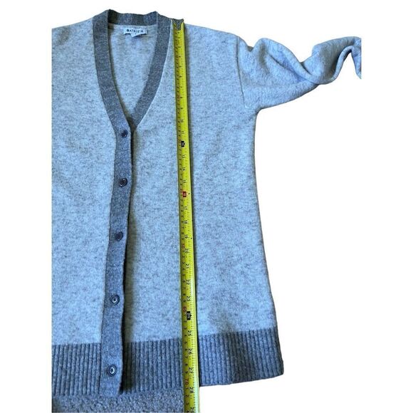 ATHLETA Westlake Cardigan Sweater size Small Petite Merino Wool Bland Cream Gray - Picture 9 of 12